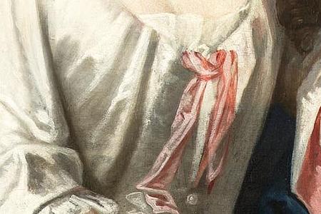 Фрагмент Portrait of a lady three quarter length in a white dress