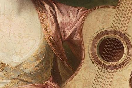 Фрагмент Portrait of Maria Walpole Countess of Waldegrave and later Duchess of Gloucester hal-re on tree upper left