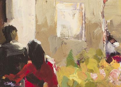 Фрагмент Прогулка возле цветочного базара в Париже