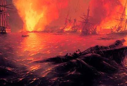 Фрагмент Синопский бой 18 ноября 1853 года (ночь после боя)