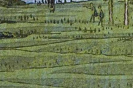 Фрагмент Синтоистский храм Суйдзин в районе Массаки на берегу реки Сумидагава.1856.