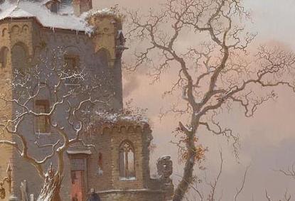 Фрагмент SKATERS NEAR A CASTLE ON A WINTRY DAY