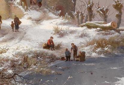 Фрагмент SKATERS NEAR A CASTLE ON A WINTRY DAY