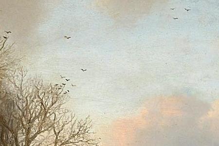 Фрагмент Skaters on a waterway with a koek-en-zopie beyond