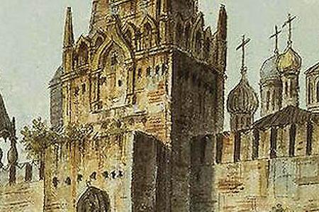 Фрагмент Собор Василия Блаженного и Спасские ворота