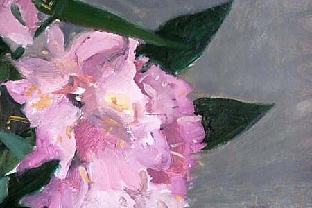 Фрагмент Still life of azaleas and fruit