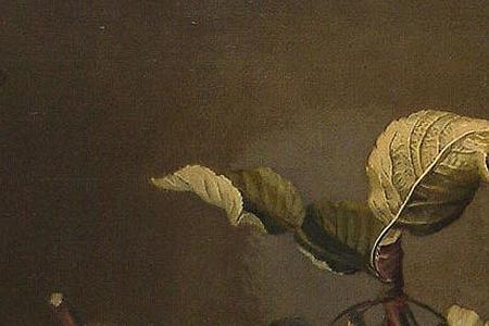 Фрагмент Still life of pears in a bowl apples on table with pewter pot