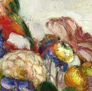 Фрагмент Still life with apple and flowers