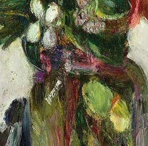 Фрагмент Still life with apple and flowers