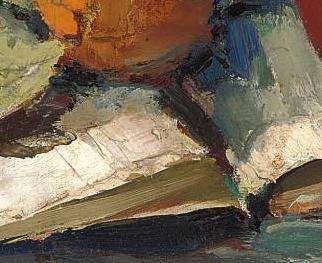 Фрагмент Still life with brown vase and orange