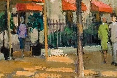 Фрагмент Strolling Along a Tree Lined Promenade