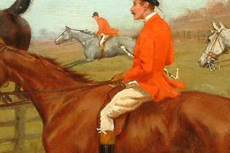 Фрагмент The chase the field taking a fence at the gallop