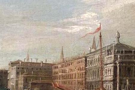 Фрагмент THE DUCAL PALACE SEEN FROM THE BACINO VENICE WITH A PROCESSION OF GONDOL