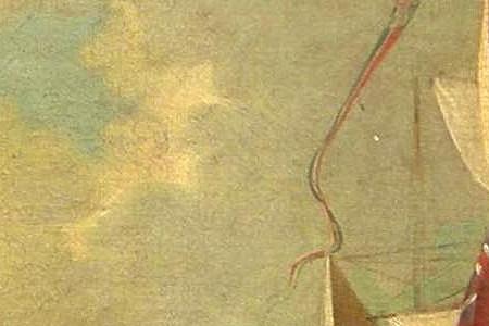 Фрагмент The Evening Gun, A British Man of War and other Shipping in a Calm