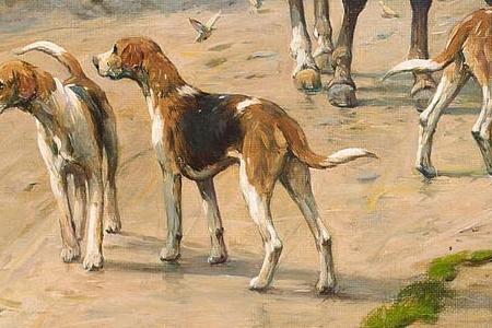 Фрагмент The hunt pausing for refreshment outside the  Fox and Hounds