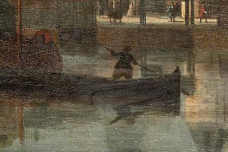 Фрагмент The Nieuwemarkt Amsterdam from the Geldersekade with the to-9 on boat lower centre