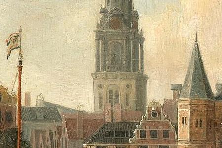 Фрагмент The Nieuwemarkt Amsterdam from the Geldersekade with the to-9 on boat lower centre