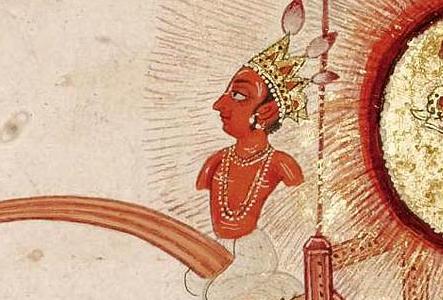 Фрагмент THE SUN GOD ON HIS CHARIOT-India Bilaspur 1700