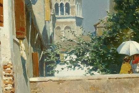 Фрагмент VENETIAN CANAL WITH THE CAMPANILE OF THE FRARI IN THE DISTANCE