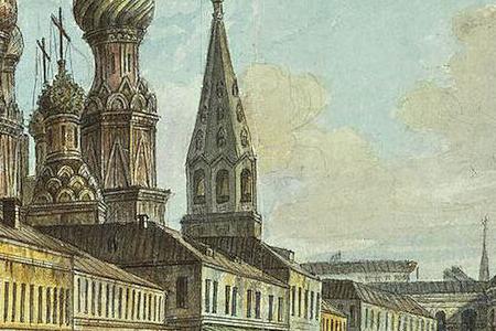 Фрагмент Вид храма Василия Блаженного от Москворецкой улицы