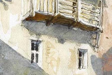 Фрагмент VIEW OF A COURTYARD, ITALY; ENTRANCE TO A HOUSE, LAKE LUGANO