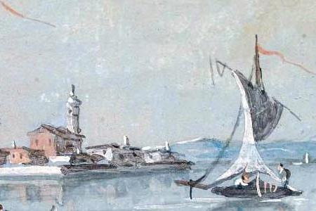 Фрагмент VIEW OF THE ISLE OF SAN SPIRITO AND VIEW OF THE CHANDLER S AT SAN GEROLAMO VENICE 2
