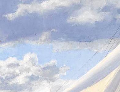 Фрагмент Vigilant, Britannia and Satanita from the shore, Cowes 1894; Vigilant and Britannia off Hunter