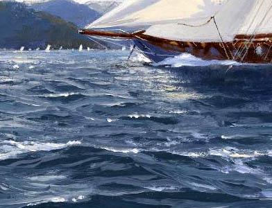 Фрагмент Vigilant, Britannia and Satanita from the shore, Cowes 1894; Vigilant and Britannia off Hunter