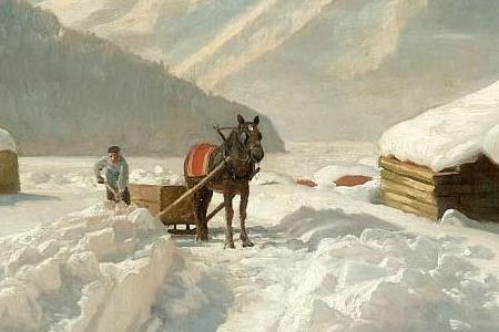 Фрагмент Winter in Ponte-Campovasto, Switzerland