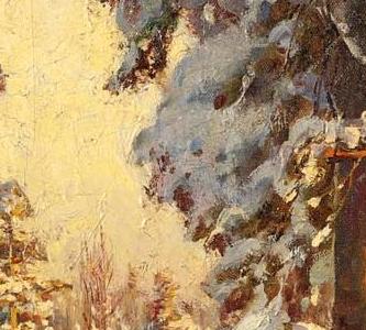 Фрагмент WOOD GATHERER IN A WINTRY FOREST