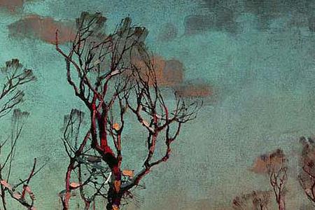 Фрагмент Закат солнца зимой над рекой