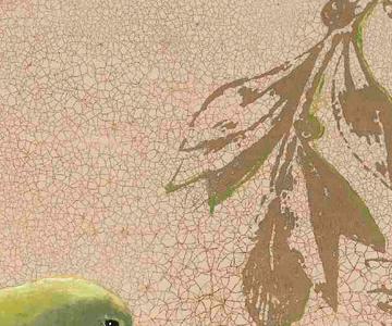 Фрагмент Зеленые птички на ветке