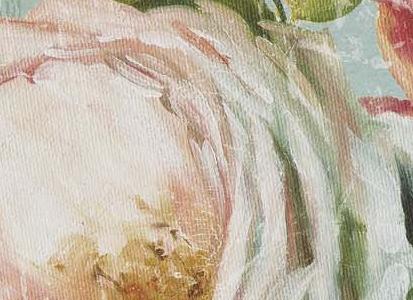 Фрагмент Желтая птичка с белой розой