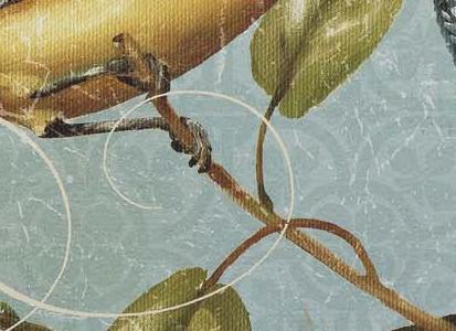 Фрагмент Желтая птичка с белой розой