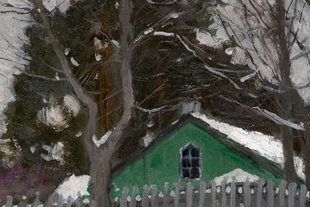 Фрагмент Зимний деревенский пейзаж