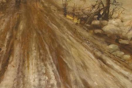 Фрагмент Зимний пейзаж на закате