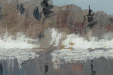 Фрагмент Зимний пейзаж вечером