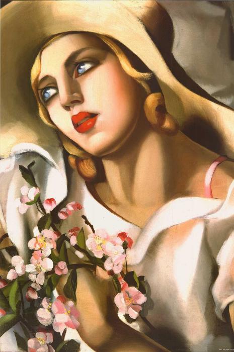 Девушка с цветами в белом