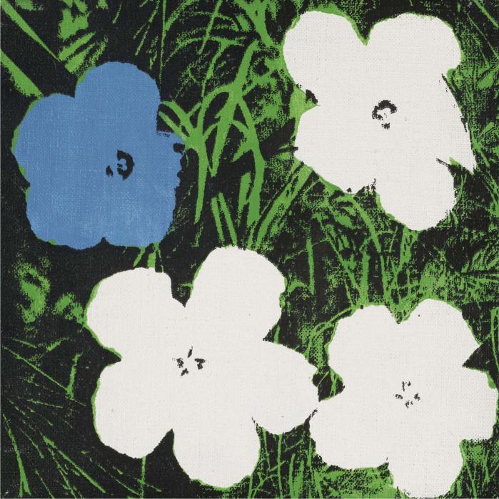 FLOWERS три белых и один голубой