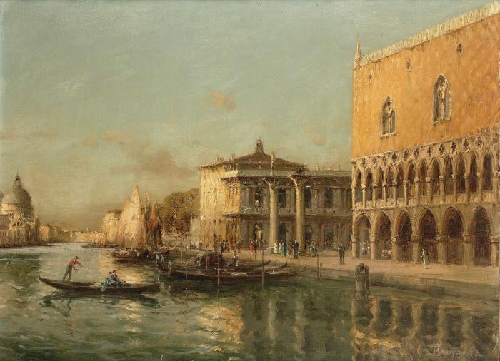 Gondolas and sailing boats before the Piazzetta Venice