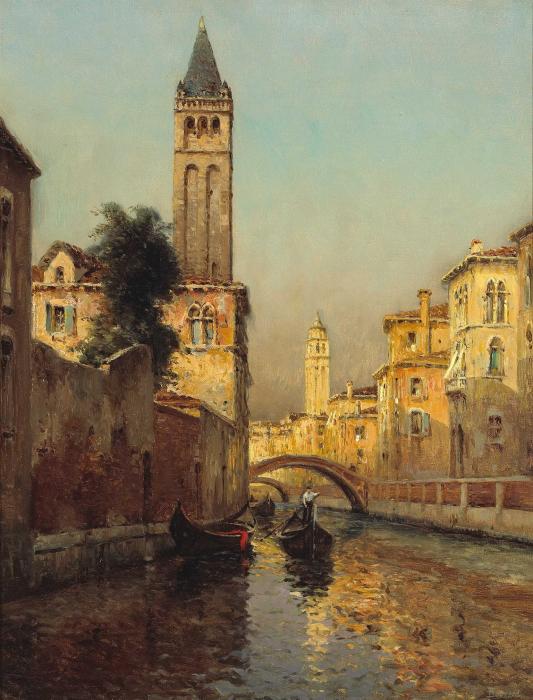 Gondoliers on a Venetian canal