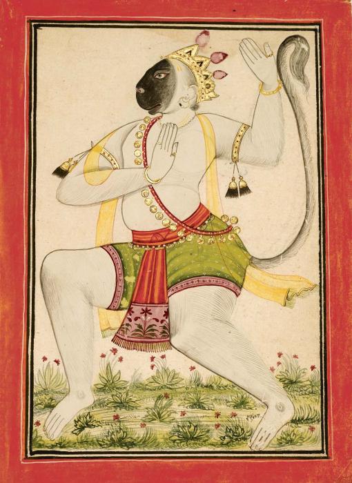HANUMAN DANCING INDIA BILASPUR CIRCA 1700