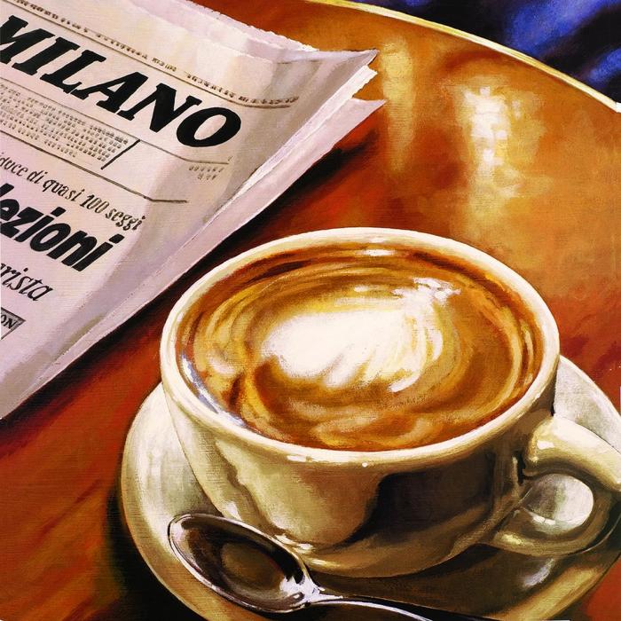 Капучино, газета, Милан