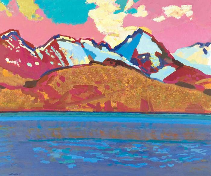 LAKE SILVAPLANA WITH BERNINA MOUNTAIN RANG