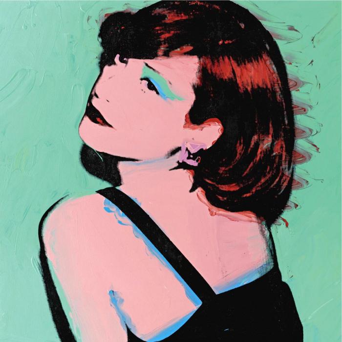 PORTRAIT OF NICOLA WEYMOUTH на салатовом фоне