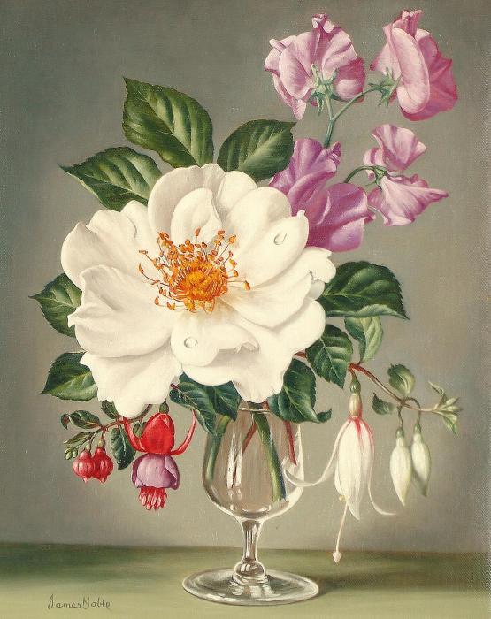 Rose Sweet Peas and Fuschias