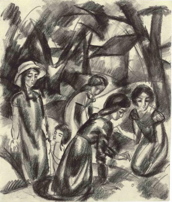 SPIELENDE MÄDCHEN UNTER BÄUMEN