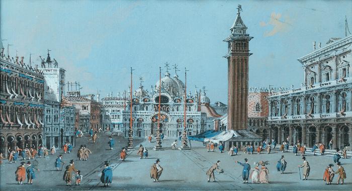Square Venice looking towards the basilica di San Marco and the Cam-acomo de Guardi