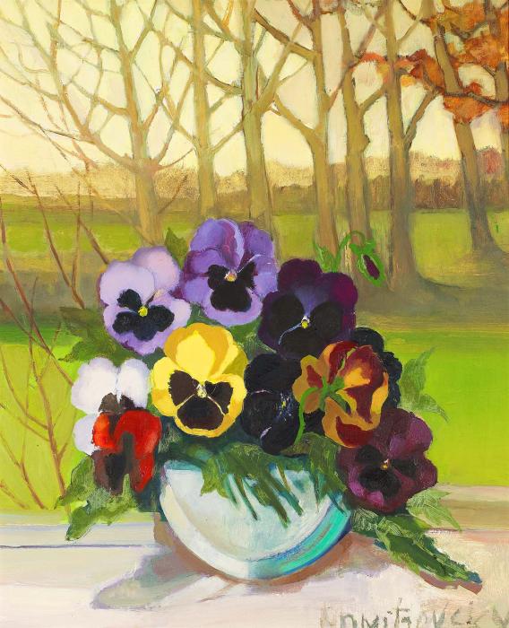 Still life with pansies