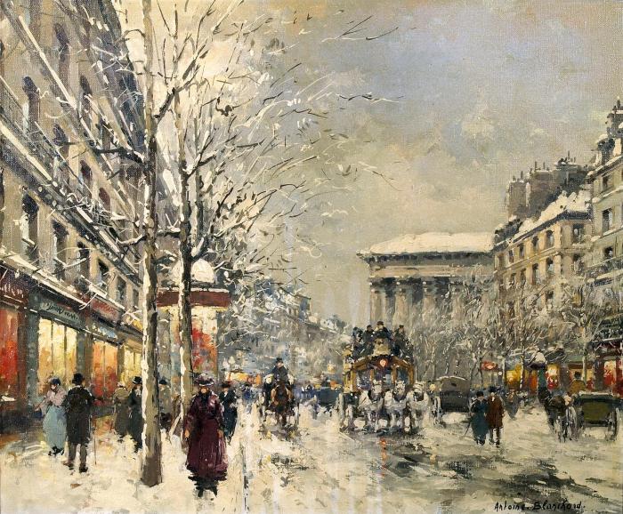 The Boulevard de la Madeleine under snow